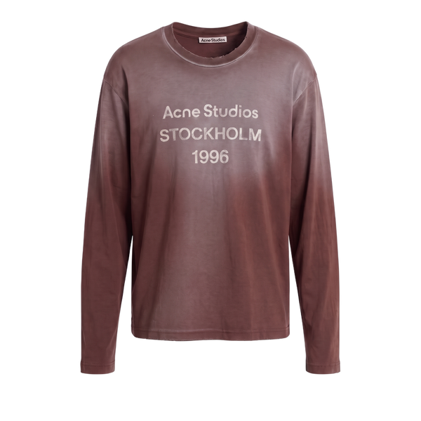 ACNE STUDIOS Sprayed 1996 Logo Long Sleeve T-Shirt Chocolate Brown