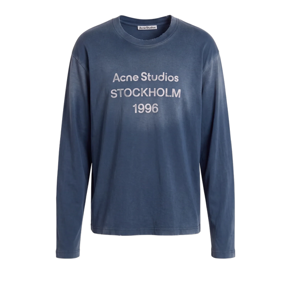 ACNE STUDIOS Sprayed 1996 Logo Long Sleeve T-Shirt Deep Blue