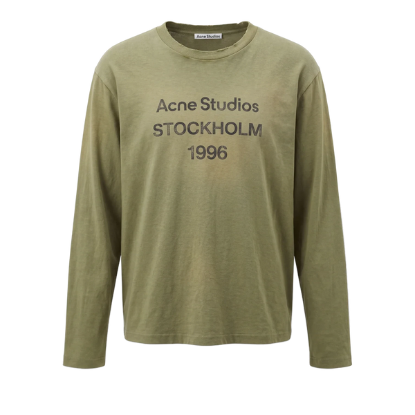 ACNE STUDIOS Sprayed 1996 Logo Long Sleeve T-Shirt Olive Green