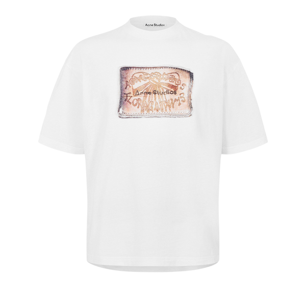 Label Oversized T-Shirt חולצת טי לבנה אוברסייז עם הדפס