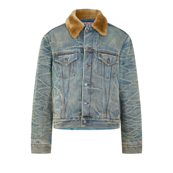 Rion Denim Jacket ז׳קט ג׳ינס כחול שטוף עם צווארון פרווה