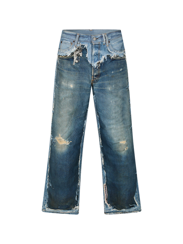 Trompe L Oeil Jeans ג׳ינס כחול עם אפקט שכבות