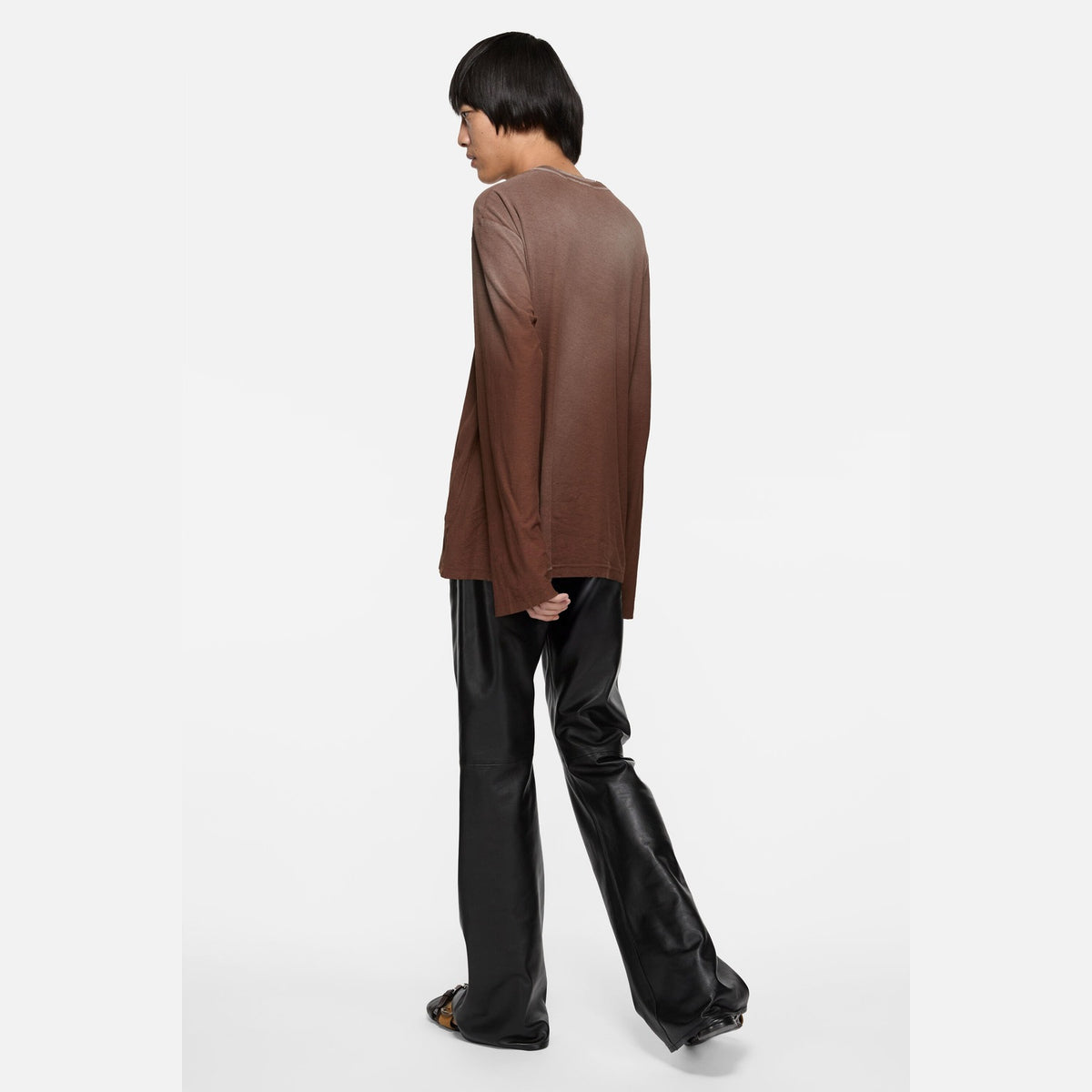 ACNE STUDIOS Sprayed 1996 Logo Long Sleeve T-Shirt Chocolate Brown