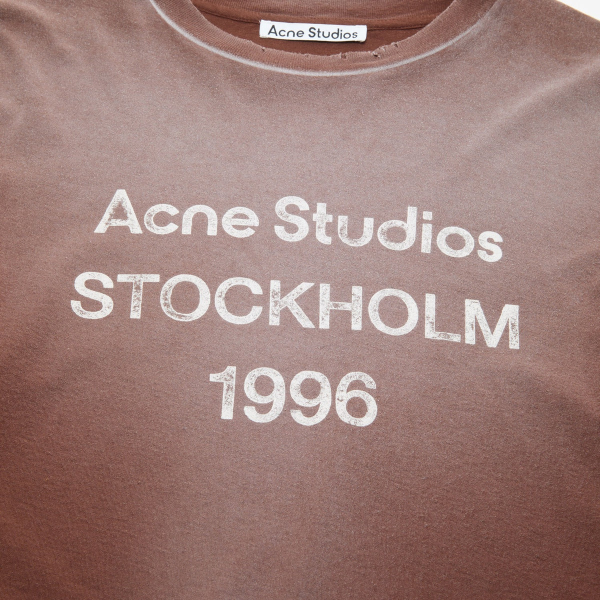 ACNE STUDIOS Sprayed 1996 Logo Long Sleeve T-Shirt Chocolate Brown
