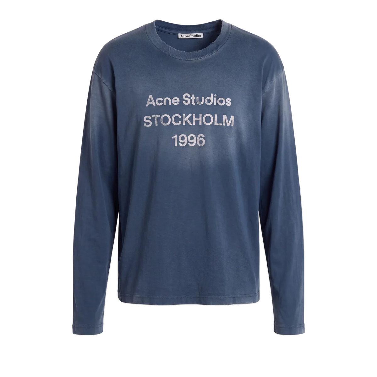 ACNE STUDIOS Sprayed 1996 Logo Long Sleeve T-Shirt Deep Blue