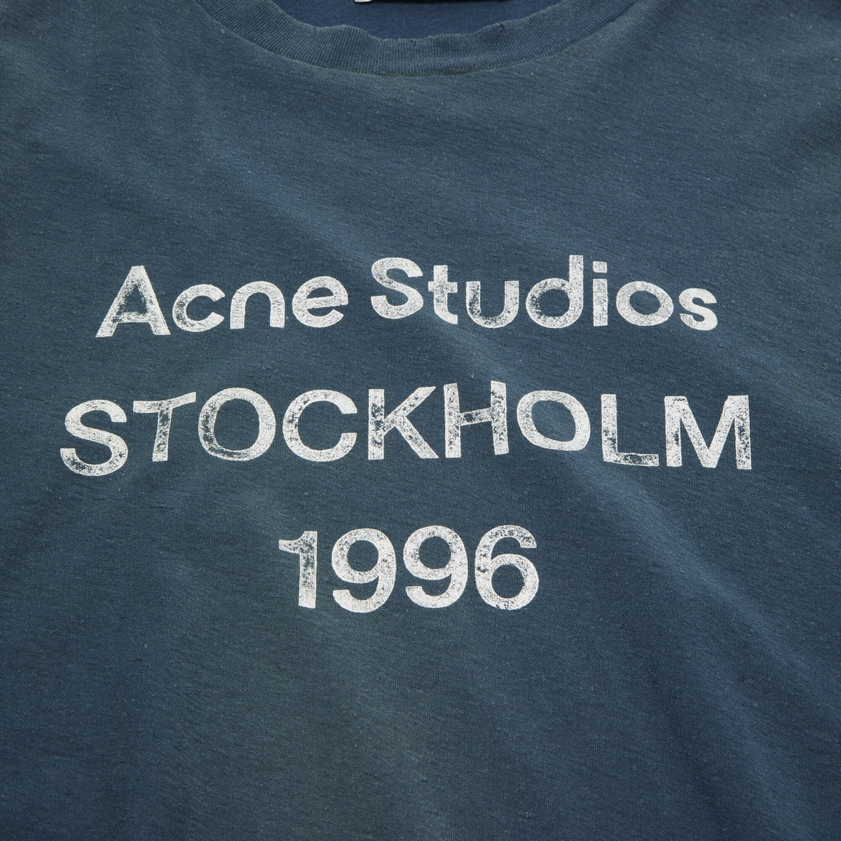 ACNE STUDIOS Sprayed 1996 Logo Long Sleeve T-Shirt Deep Blue