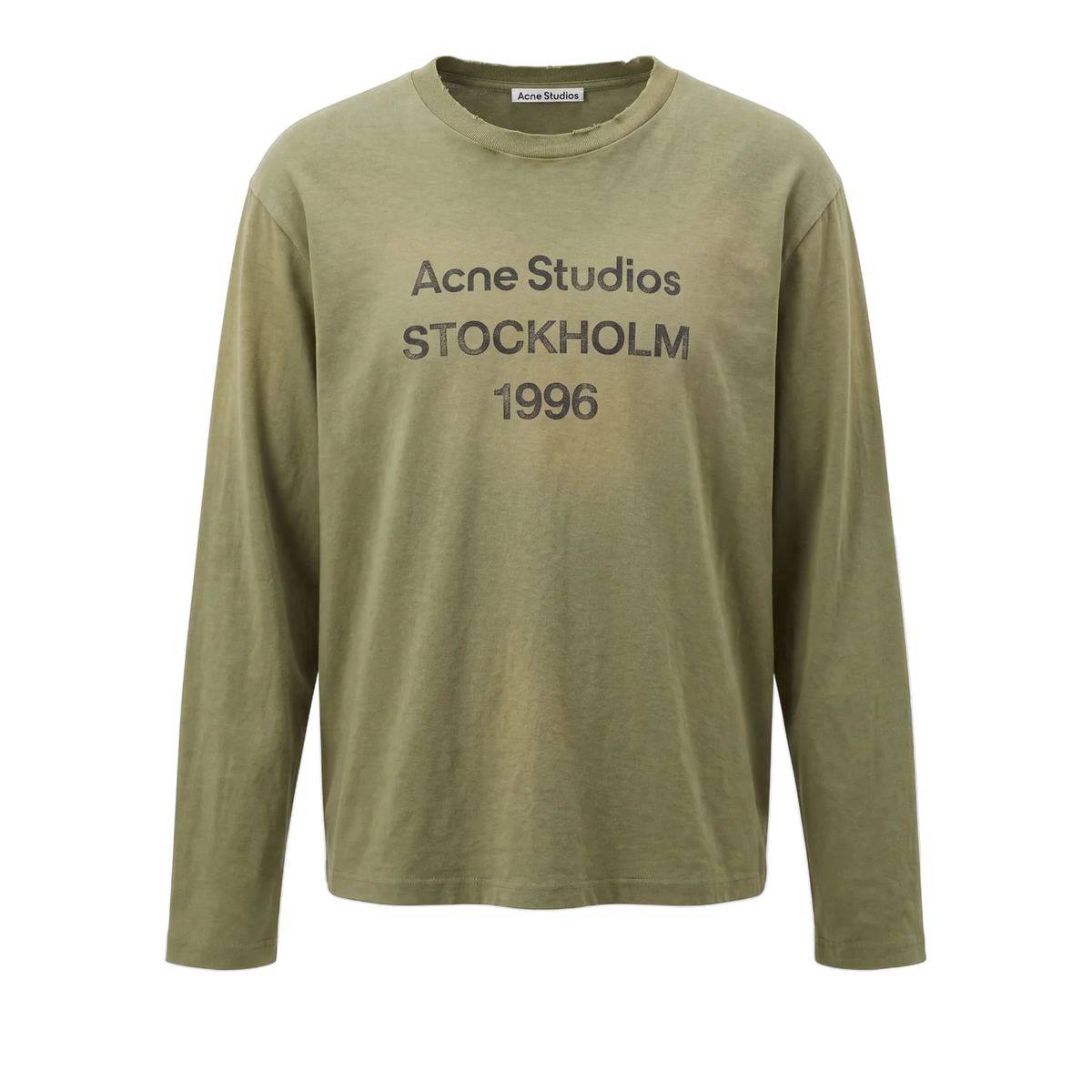 ACNE STUDIOS Sprayed 1996 Logo Long Sleeve T-Shirt Olive Green