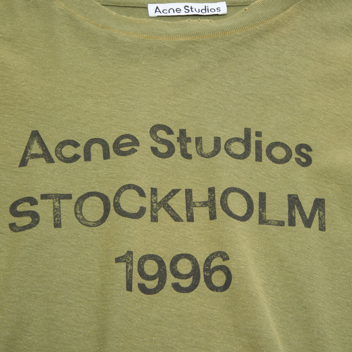 ACNE STUDIOS Sprayed 1996 Logo Long Sleeve T-Shirt Olive Green