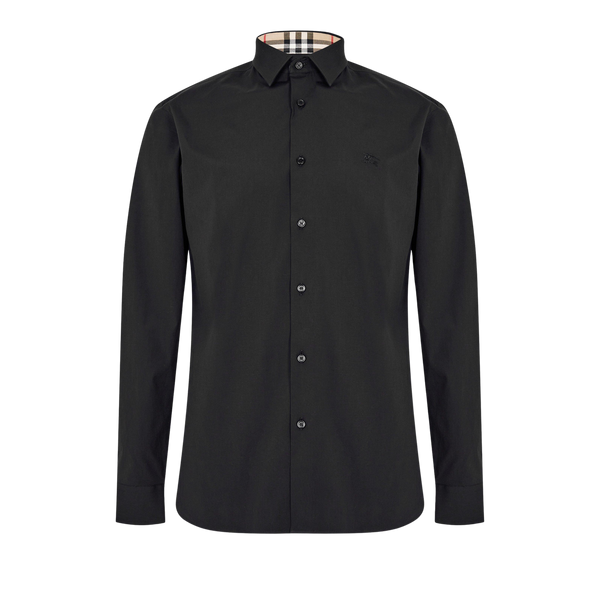 Checked Cotton Sherfield Shirt Black חולצה מכופתרת שחורה עם צווארון משבצות