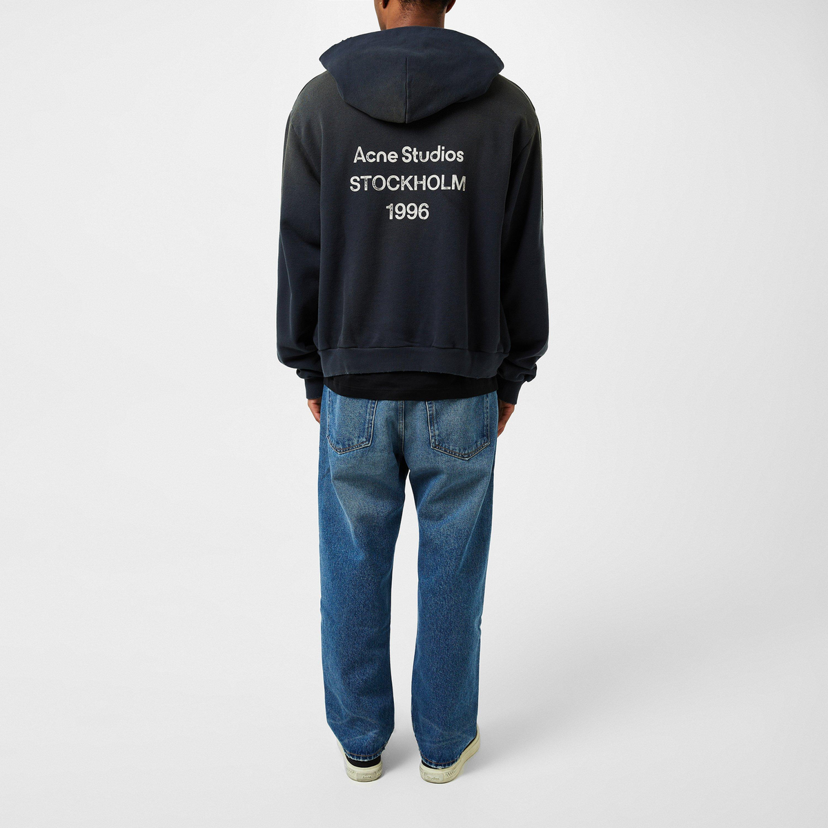 Logo Hooded Hoodie קפוצ׳ון שחור דהוי עם לוגו בגב