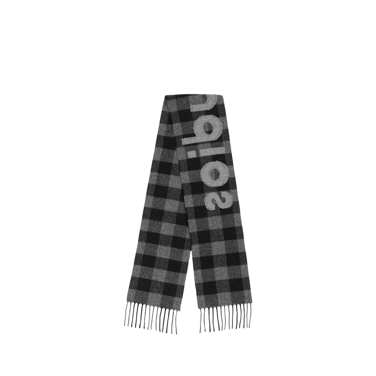 Veda Logo Scarf צעיף משובץ שחור ואפור עם לוגו