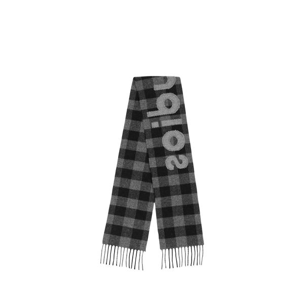 Veda Logo Scarf צעיף משובץ שחור ואפור עם לוגו