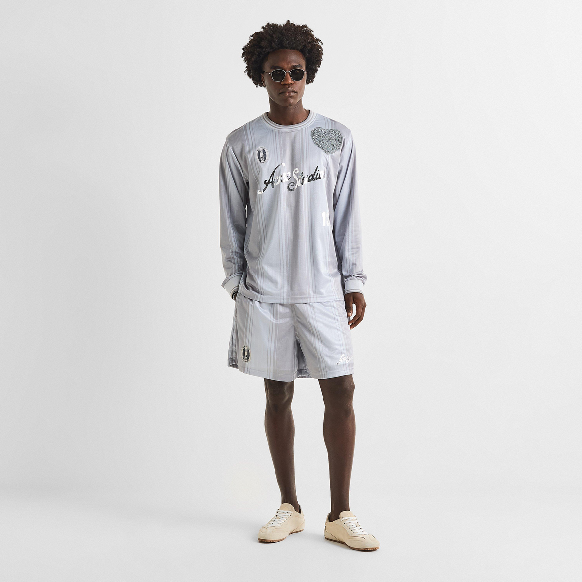 ACNE STUDIOS Woven Tracksuit Shorts מכנסיים קצרים אפורים מבד ארוג