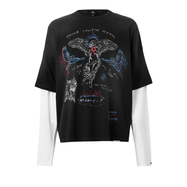 Heaven Graphic Long-Sleeve T-Shirt חולצה ארוכה שחורה עם הדפס מלאך