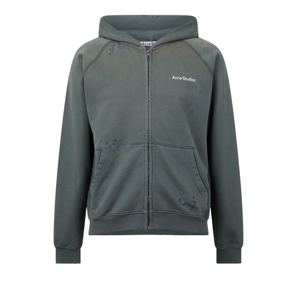 Stamp Zip Hoodie קפוצ׳ון רוכסן אפור ירקרק דהוי