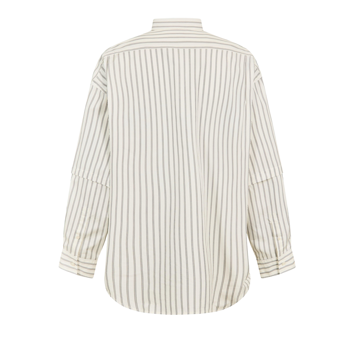 Striped Long Sleeve Shirt חולצה מכופתרת מפוספסת בשמנת ואפור