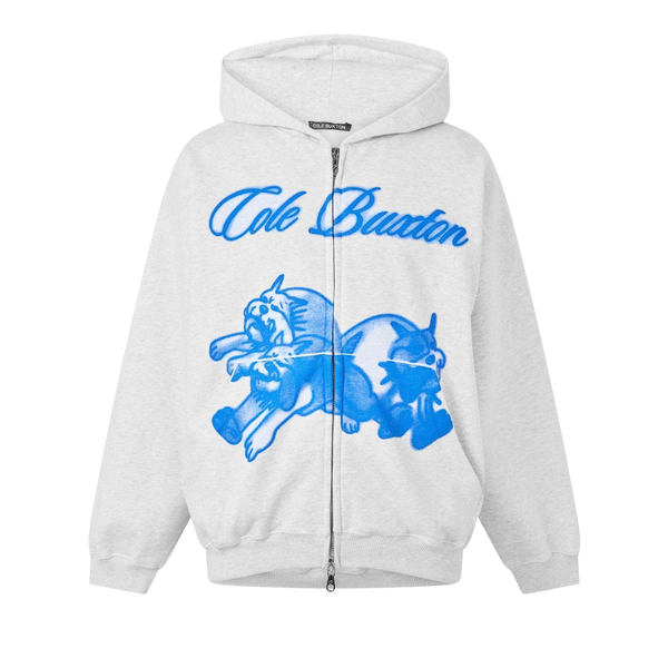 קפוצ׳ון רוכסן אפור עם הדפס כחול Bull Dog Zip Hoodie