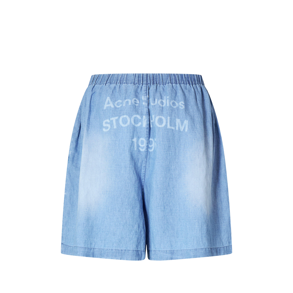 ACNE STUDIOS Ruxer Woven Shorts מכנסיים קצרים כחול שטוף עם לוגו