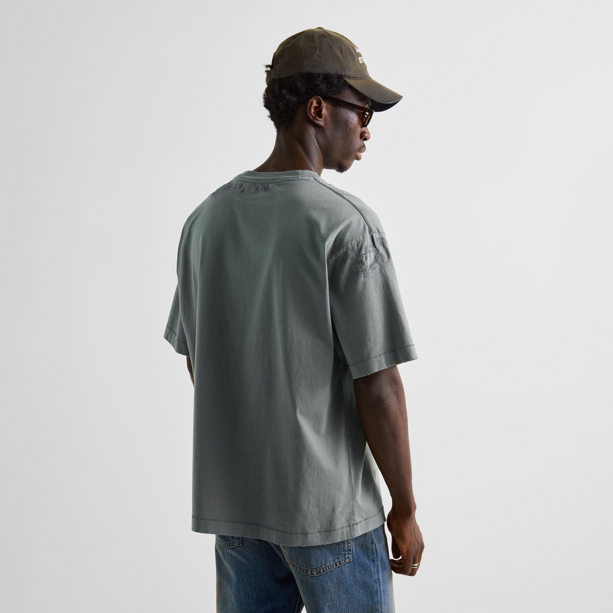 ACNE STUDIOS Stamp Logo T-Shirt חולצת טי אפורה דהויה עם לוגו