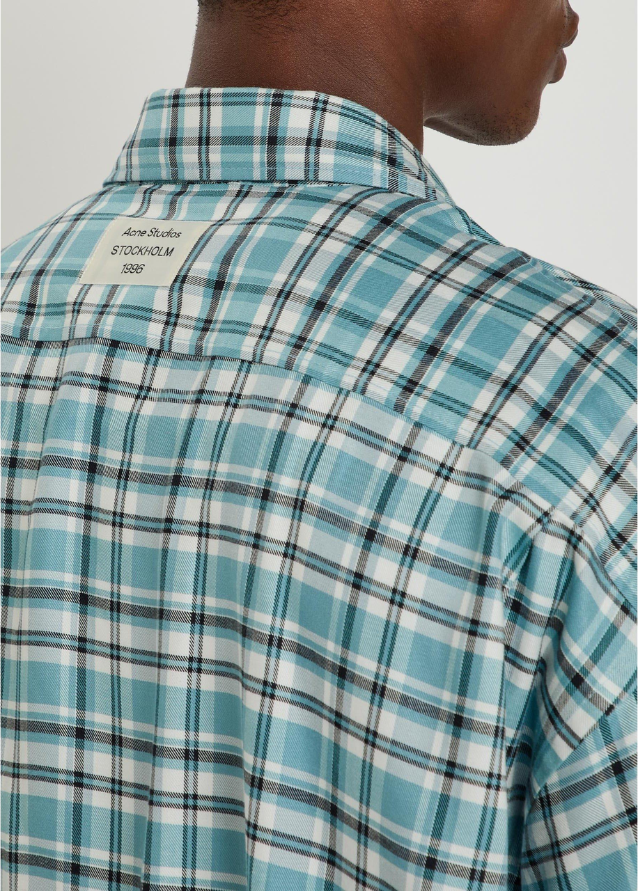 ACNE STUDIOS Checked Oversized Short Sleeve Shirt חולצה מכופתרת משובצת בטורקיז