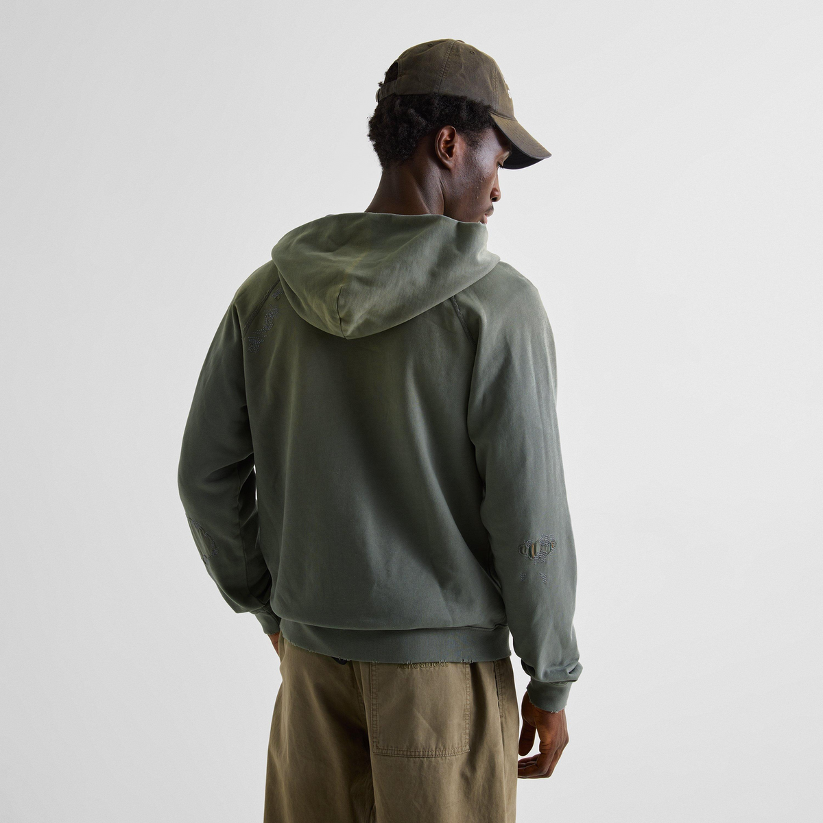 ACNE STUDIOS Stamp Zip Hoodie קפוצ׳ון רוכסן אפור ירקרק דהוי