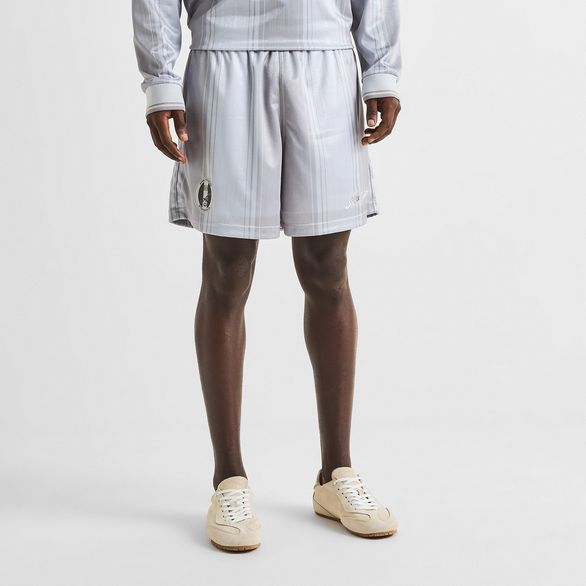 ACNE STUDIOS Woven Tracksuit Shorts מכנסיים קצרים אפורים מבד ארוג