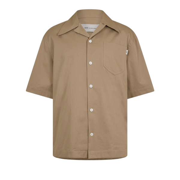Camp Collar Shirt חולצה מכופתרת קצרה בגוון בז׳