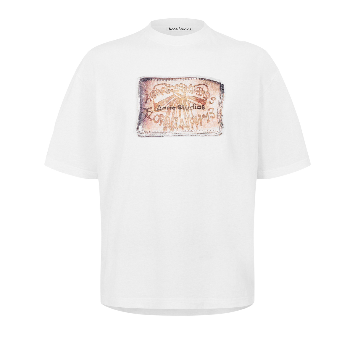 Label Oversized T-Shirt חולצת טי לבנה אוברסייז עם הדפס