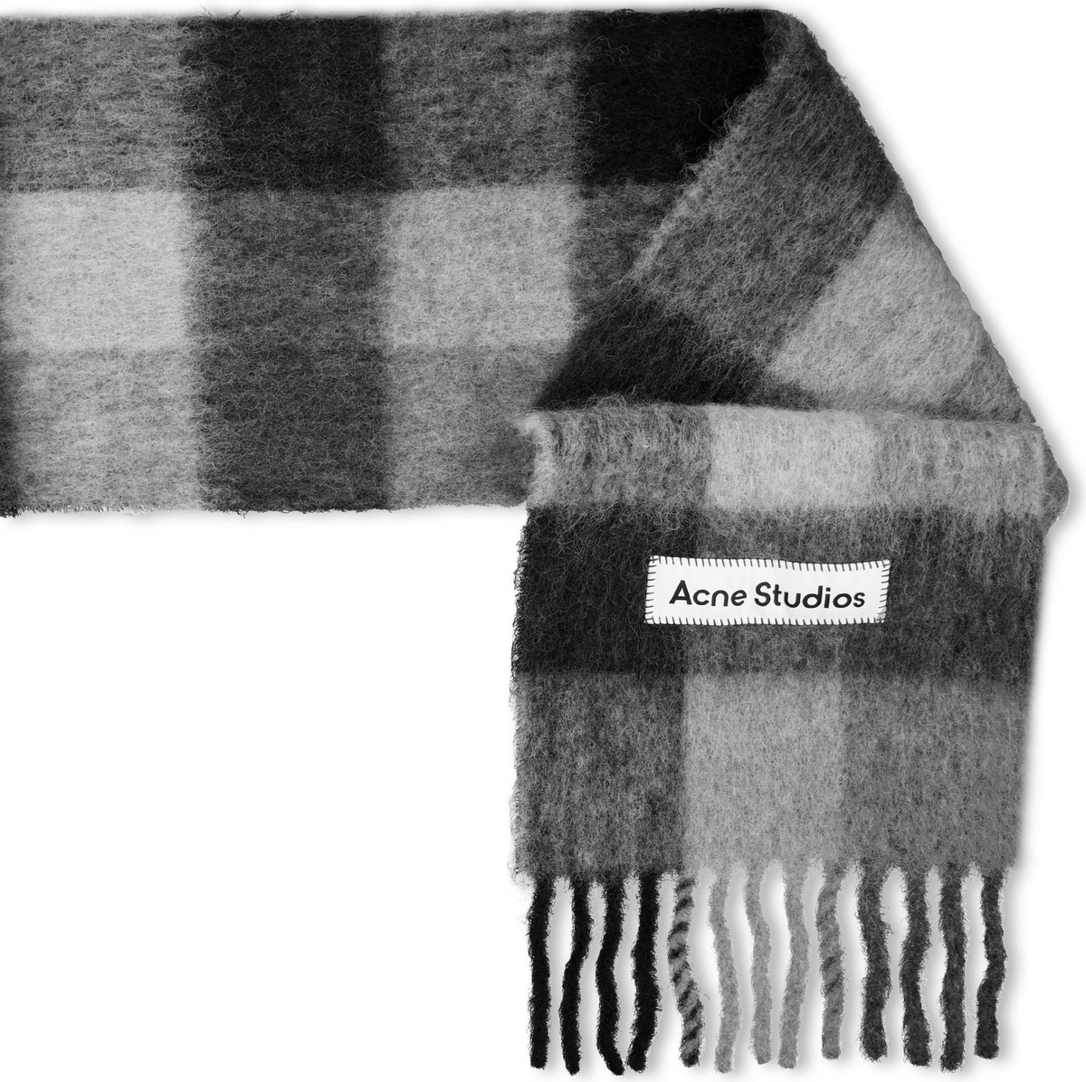 Vally Check Wool Scarf צעיף צמר משובץ בשחור ואפור
