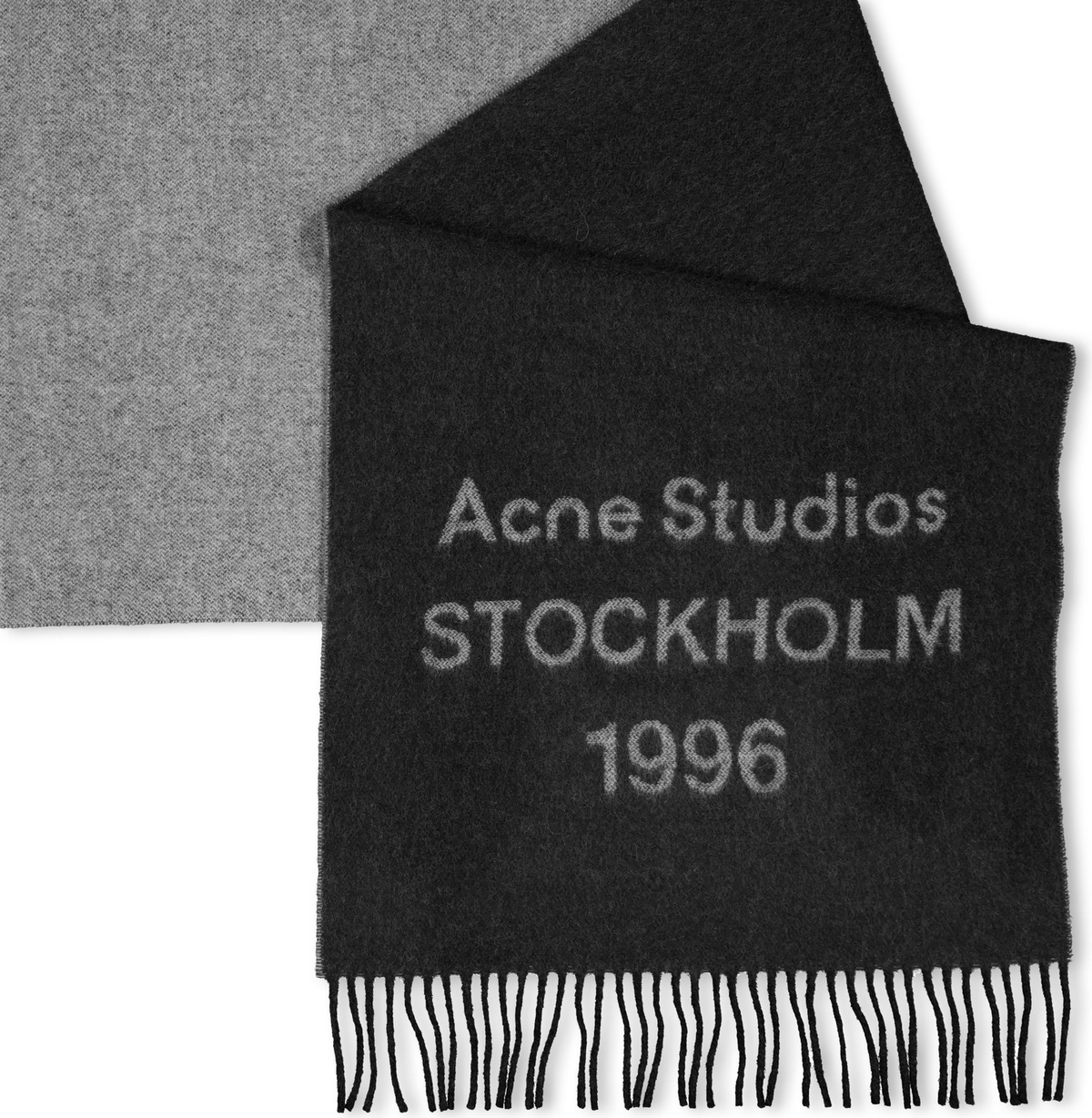 ACNE STUDIOS Venus 1996 Wool Scarf צעיף צמר שחור עם לוגו ג׳קארד