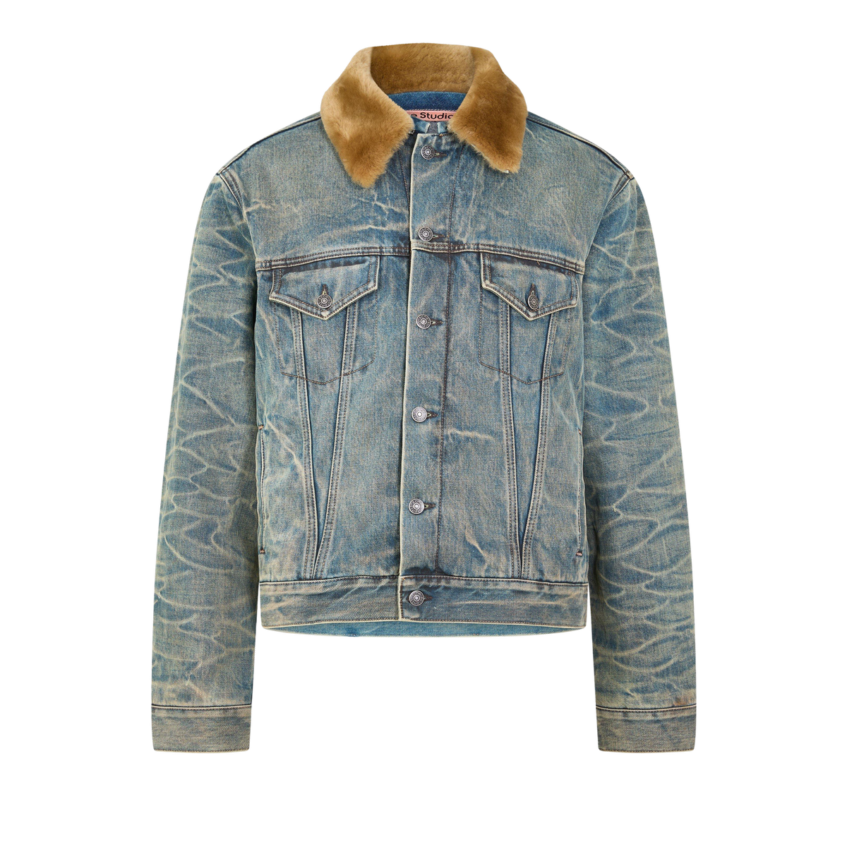 Rion Denim Jacket ז׳קט ג׳ינס כחול שטוף עם צווארון פרווה
