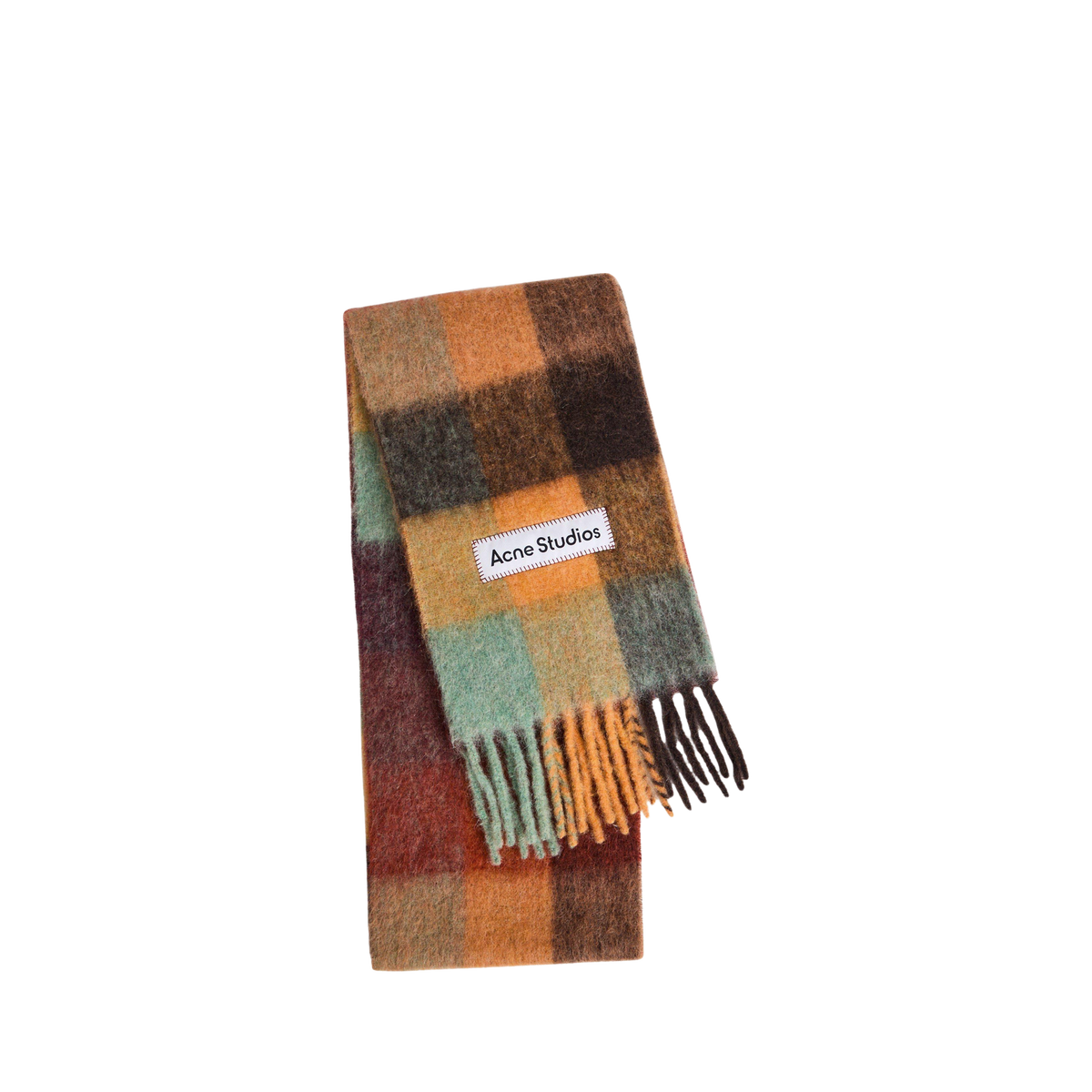 Vally Check Midweight Scarf Brown צעיף צמר משובץ בכתום חום וירוק