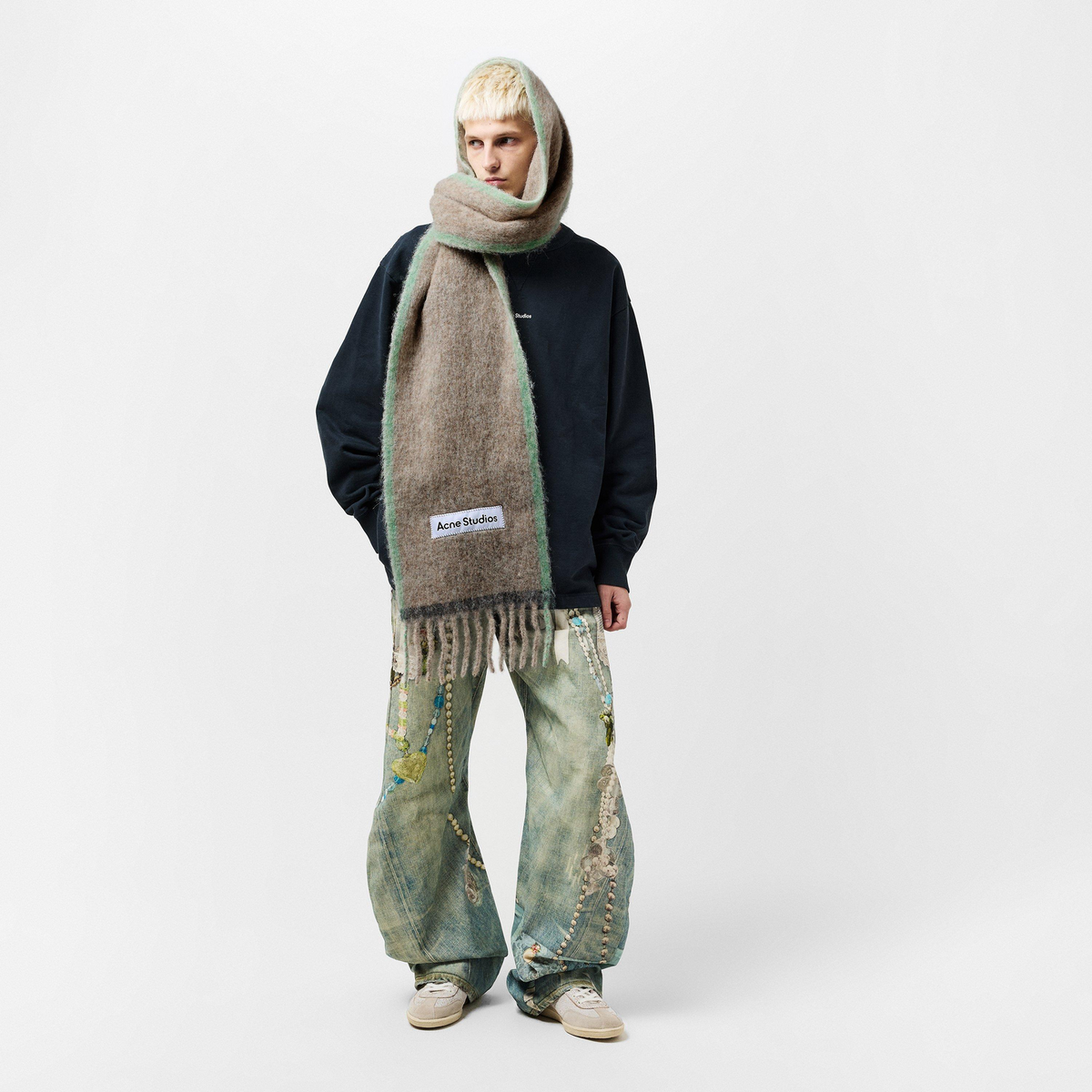 Vally Solid Scarf צעיף צמר אפור בהיר