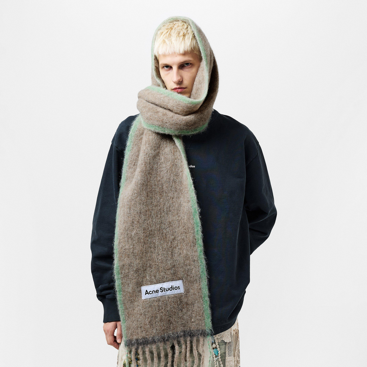 ACNE STUDIOS Vally Solid Scarf צעיף צמר אפור בהיר