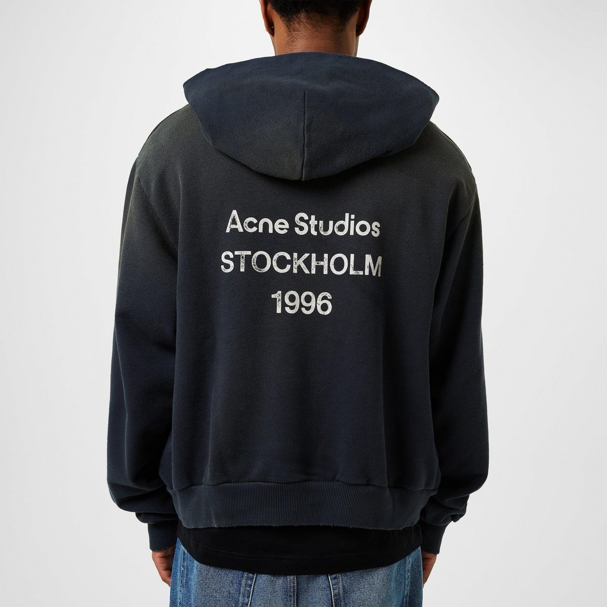 Logo Hooded Hoodie קפוצ׳ון שחור דהוי עם לוגו בגב