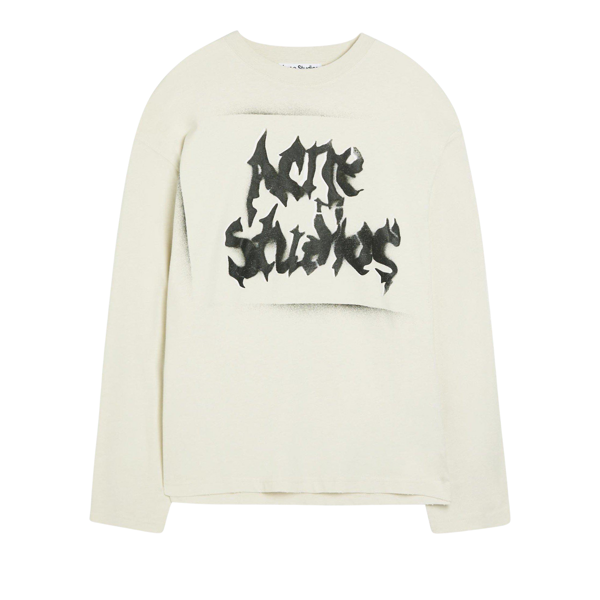Graphic Oversized Long Sleeve T-Shirt חולצה ארוכה בגוון שמנת עם הדפס לוגו