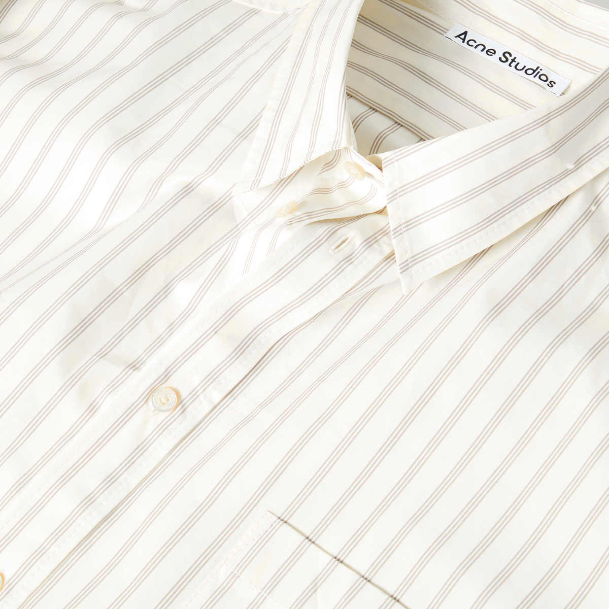 Striped Long Sleeve Shirt חולצה מכופתרת מפוספסת בשמנת ואפור