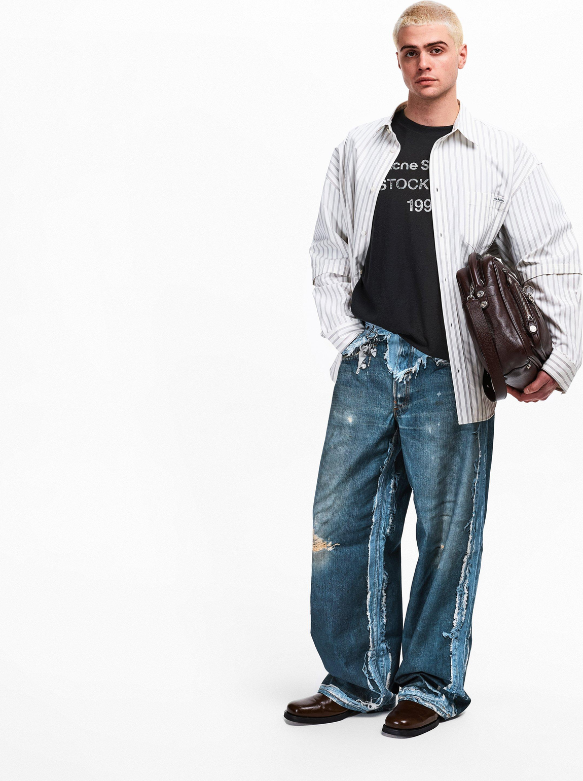 ACNE STUDIOS Trompe L Oeil Jeans ג׳ינס כחול עם אפקט שכבות