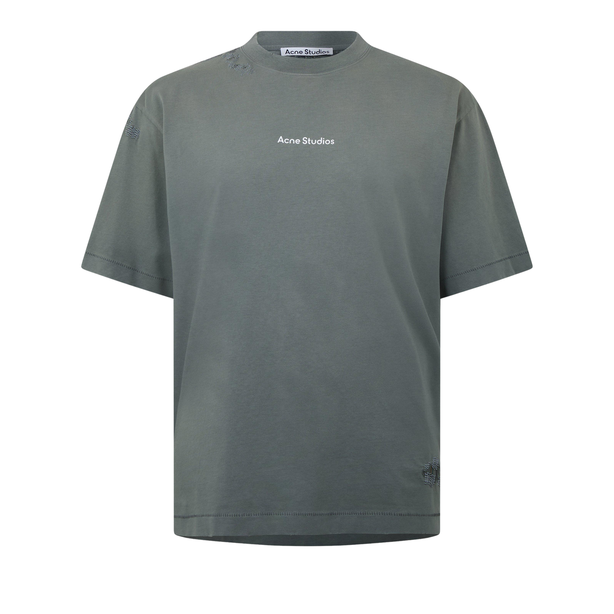 Stamp Logo T-Shirt חולצת טי אפורה דהויה עם לוגו
